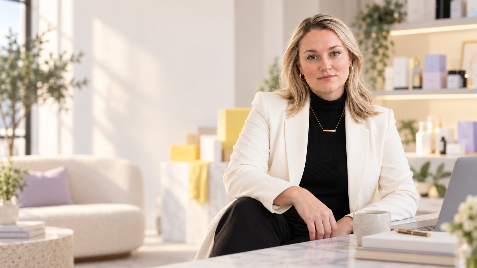 CJ Coffaro in a bright consumer-brand operator studio